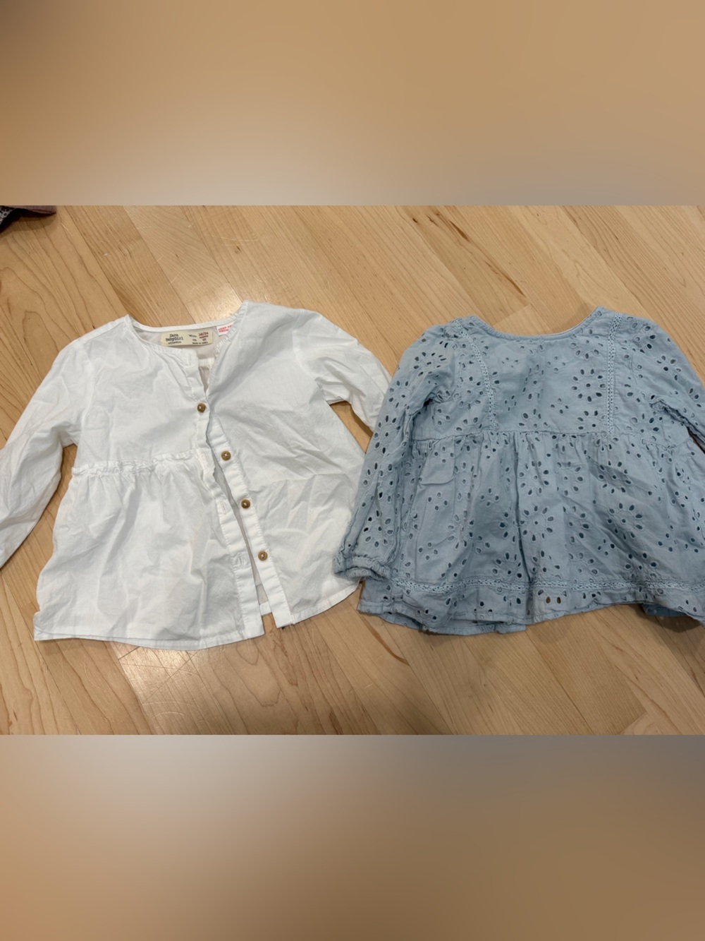 Zara BabyGirl White and Blue Blouses with Button Detail